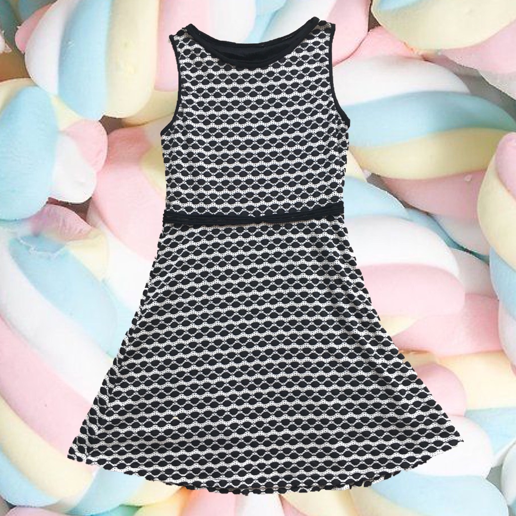 Vintage Black & White A Line Dress